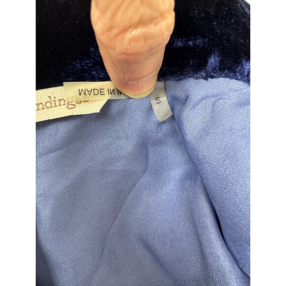 Soft Surroundings Embroidered Mughal Blazer Jacket Blue Velvet Floral Small - Picture 5 of 11